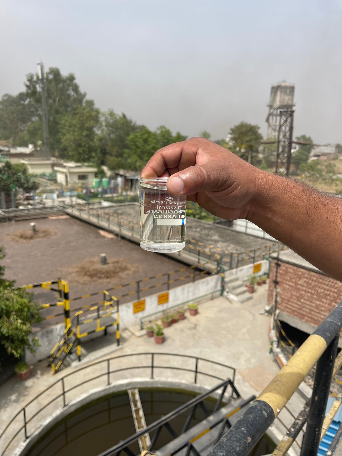 Beaker of clear treated water