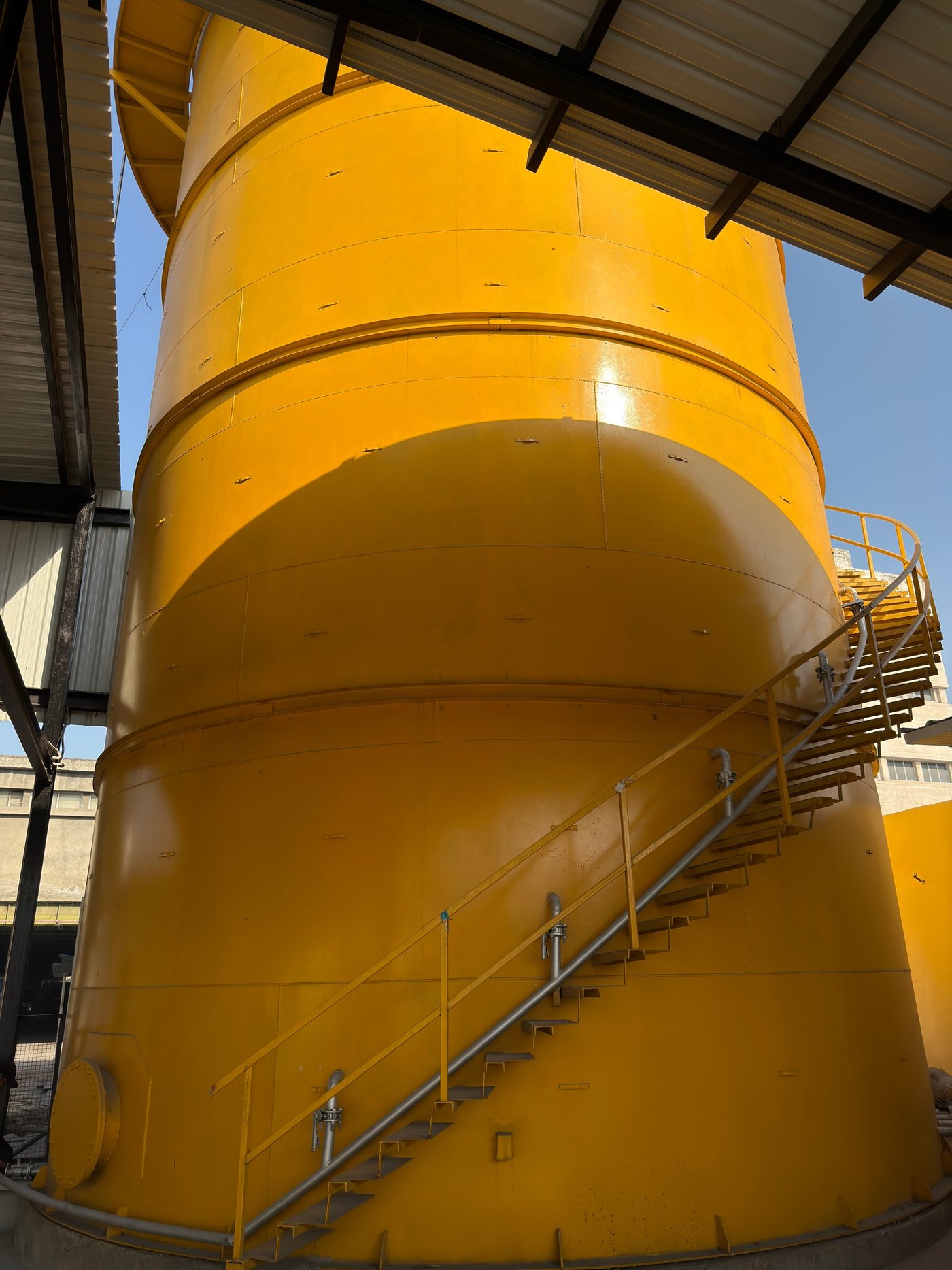 UASB reactor shell and staircase seen from below